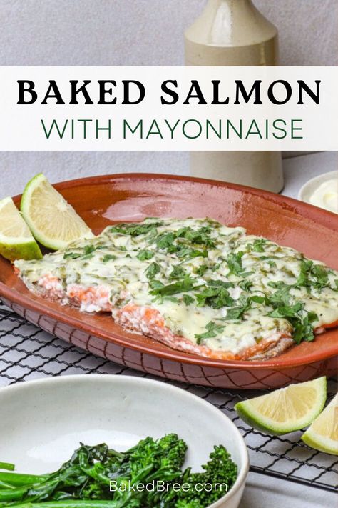 Get ready for a culinary treat with this simple yet scrumptious Salmon with Mayonnaise recipe!  It's the perfect balance of creamy and savory flavors that will leave you wanting more. Salmon Mayonnaise Baked, Baked Salmon With Mayonnaise, Salmon With Mayonnaise, Salmon With Mayo, Whole Salmon Recipe, Baked Salmon With Mayo, Baked Bree Recipe, Easy Bruschetta, Sauce For Salmon