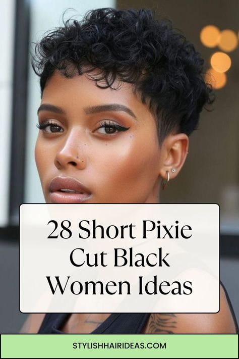 Ready to make a statement? Explore these 28 stunning pixie cuts designed for Black women! 🌟 With a variety of styles from edgy to elegant, these looks are perfect for expressing your personality and confidence. #PixieCutIdeas #BlackWomen #HairGoals Short Pixie Cut Black Women, Edgy Pixie Cut, Pixie Haircut Black Women, Pixie Cut Black Women, Edgy Pixie Cuts, Edgy Pixie, Defined Curls, Short Pixie Cut, Pixie Cuts