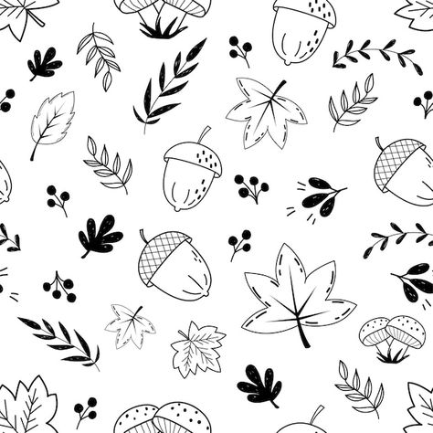 Doodle autumn seamless pattern with leav... | Premium Vector #Freepik #vector #autumn #nature #tree #background Fall Vector Illustrations, November Doodles, October Doodles, Autumn Sketches, Specials Board, Fall Doodles, Autumn Window, Autumn Doodles, Tree Doodle