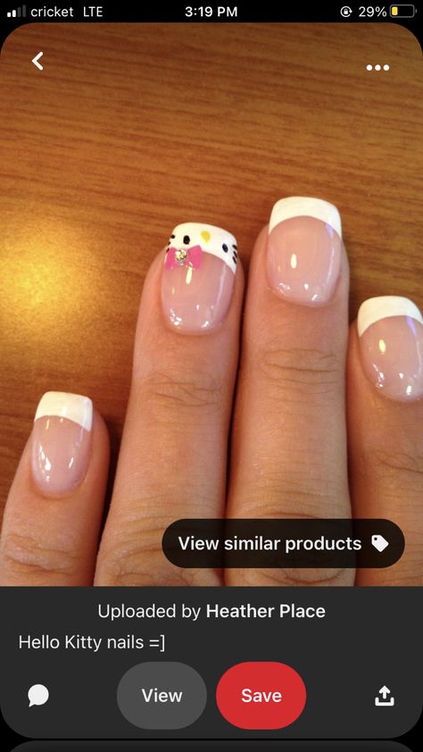 Short Acrylic Nails Easy, Hello Kitty Nails Short, Pinterest Pin, Hello Kitty Nails, Pink Hello Kitty, Us Nails, Dream Nails, Short Acrylic Nails, Short Nails