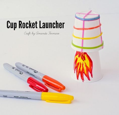 Cup Rocket Launcher by Amanda Formaro Raising Arrows, Steam Activity, Steam Ideas, Adventure Summer, Camp Activities, Good Kids, Vbs 2023, Science Club, Rocket Launcher