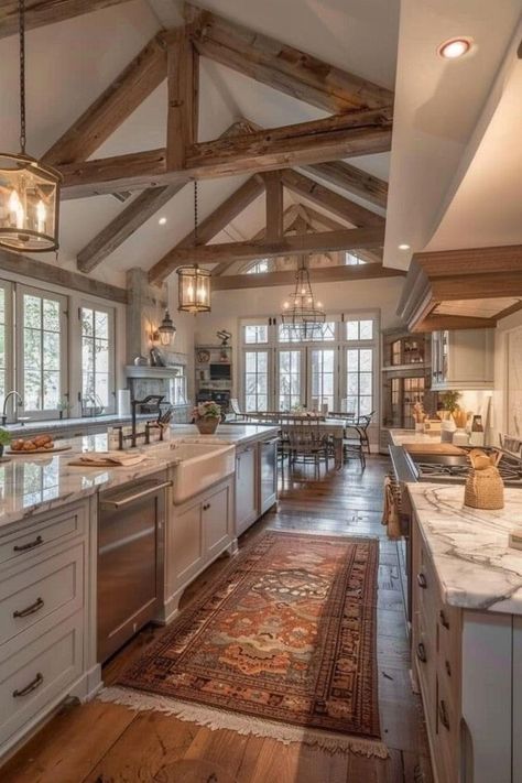 Barn Style House Plans, Dream Life House, Dream Kitchens Design, Farmhouse Kitchen Design, Dream House Rooms, Spacious Kitchens, House Plans Farmhouse, Kitchen Inspiration Design, Barn House Plans