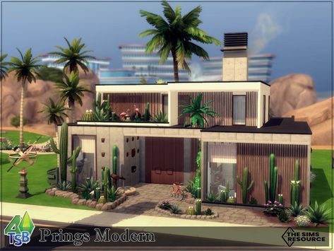 Oasis Springs Modern House Sims 4, Modern House Sims 4, Sims4 Houses, Sims 4 Loft, House Sims 4, Oasis Springs, Sims 4 Cc Hair, Sims Inspiration, Spring Kitchen