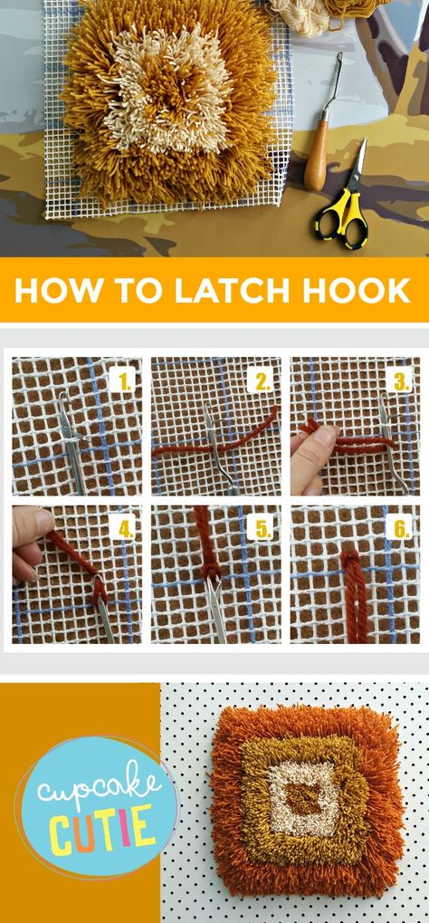 How To Finish Latch Hook Wall Hanging, Latch Hook Design Ideas, Latch Hook Tutorial, Latch Hook Rugs Patterns Design, How To Latch Hook Tutorials, How To Latch Hook, Latch Hook Projects, Latch Hook Patterns Charts Free, Lach Hook Rug