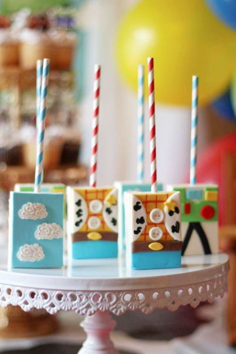 Toy Story Rice Crispy Treats, Toy Story Rice Krispy Treats, Toy Story Cake Pops, Buzz Birthday, To The Infinity And Beyond, Disney Baking, Woody Birthday, Toy Story Party Decorations, 2nd Birthday Party For Boys