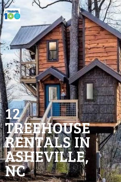 We share the best treehouse rentals in Asheville, NC where you can sleep in total luxury and be in the treetops. Check out these stunners! #treehouserentalsashevillenc Cabins In Asheville Nc, Treehouse Vacations, Treehouse Rentals, Plane Rides, Mountain Hotel, Nc Mountains, Places To Rent, Usa Cities, Biltmore Estate