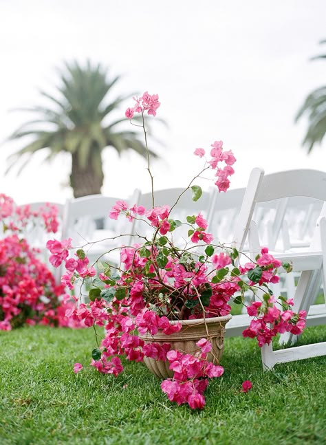 Bougainvillea Wedding, Italian Vibes, Magenta Wedding, Wedding Altars, Ceremony Seating, Los Angeles Wedding, Aisle Decor, Wedding Prep, Mod Wedding