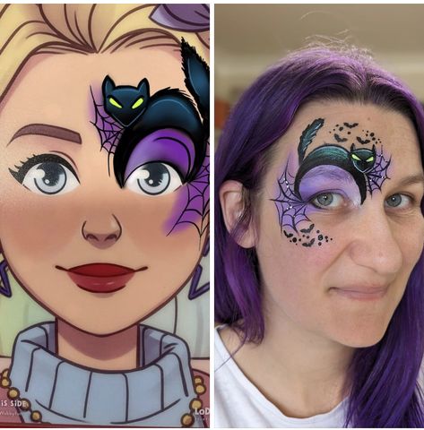 Dragon Ball Z Face Paint, Witches Face Paint, Face Paint Inspiration, Halloween Cat Face Paint, Quick Halloween Face Paint, Halloween Facepaint Kids, Halloween Witch Face Paint, Fall Facepainting Ideas, Autumn Face Paint