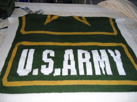 U.S. ARMY AFGHAN WITH GOLD STAR Crochet Army Blanket Pattern, Graphgan Patterns, Patriotic Crochet, Afghan Flag, Army Blanket, Crochet Squares Afghan, Crochet Rugs, Crocheting Projects, Easy Crochet Blanket