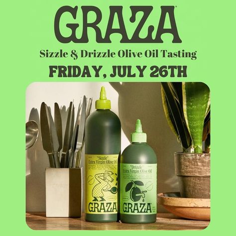 We are so excited to announce a Graza Olive Oil Tasting Event!✨🫒🕊️ Join us in-stores this Friday, July 26th from 9 AM to 6 PM! We will be serving bread and prosecco on the side🥂 We have the cutest cookbook for a gift with Graza purchase! Save the date… You won’t want to miss this💕 #wishgiftsdenver #giftsthatgetnoticed #denver #denverevents #denverco #oliveoiltasting #oliveoil #shopsmall #supportsmallbusiness Graza Olive, Olive Oil Tasting, 9 Am, Extra Virgin Olive Oil, Small Shop, To Miss, So Excited, Save The Date, Olive Oil