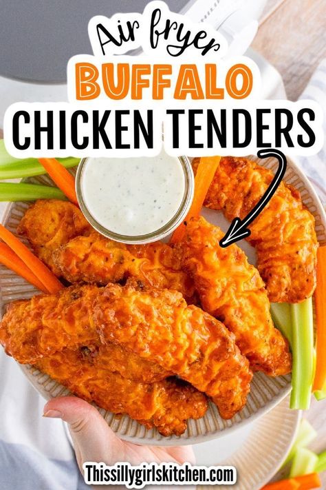 Buffalo Chicken Tenders Air Fryer, Air Fryer Buffalo Chicken Tenders, Buffalo Chicken Strips, Hot Sauce Chicken, Air Fryer Buffalo Chicken, Air Fried Chicken Tenders, Buffalo Chicken Tenders, Air Fryer Chicken Tenders, Fried Chicken Tenders