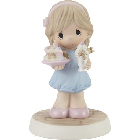 PRICES MAY VARY. Girl With Cake And Sundae Figurine Precious Moments Birthday, Birthday Cake Happy Birthday, Precious Moments Dolls, Cake Happy Birthday, Precious Moments Figurines, Blue Party Dress, Blue Party, Bisque Porcelain, Unique Birthday Gifts