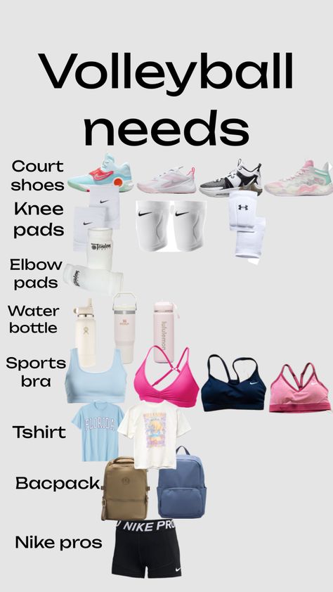 What To Bring To A Volleyball Game, What To Wear To Volleyball, Volleyball Must Haves, Volleyball Aesthetic Outfits, Volleyball Outfits Aesthetic, Volleyball Outfits Practice, Volleyball Fits, Sporty Fits, Volleyball Equipment