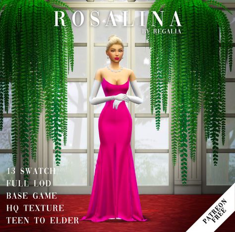 Rosalina | REGALIA on Patreon Sims 4 Prom, Sims 4 Custom Content Patreon, The Sims 4 Custom Content, Play Sims, Sims 4 Dresses, Sims Hair, Sims 4 Mods Clothes, Sims 4 Clothing, Sims Mods