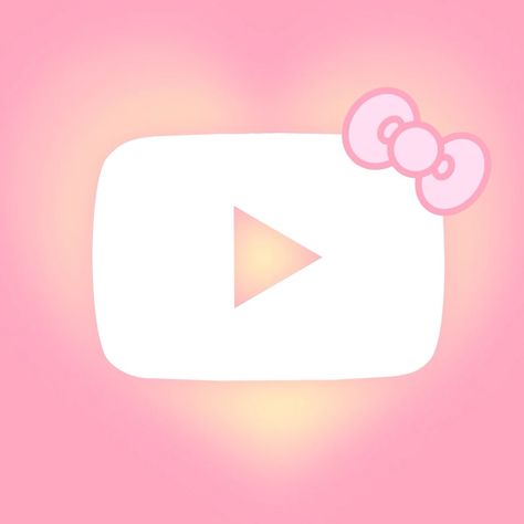 Hello Kitty Aura Icon, Aura Hello Kitty, Youtube Aesthetic Icon, Aura App Icons, Youtube Icon Aesthetic, Pink Youtube Icon, Hand Drawn App Icons, Pink Hello Kitty Wallpaper, App Icons Youtube