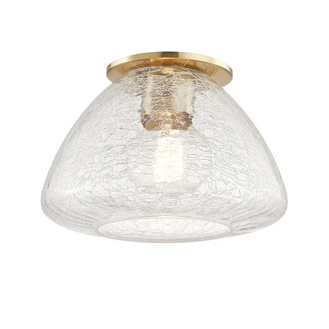 Maya 1 Light Small Flush Mount Glass Installation, Higher Design, Crackle Glass, Hudson Valley Lighting, Glass Texture, Aged Brass, Flush Mount Lighting, Hudson Valley, Flush Mount Ceiling