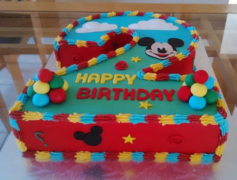 Mickey mouse number 2 cake Number 2 Cake, 2nd Birthday Cake Boy, Cake Mickey Mouse, Mickey Birthday Cakes, Γενέθλια Mickey Mouse, Birthday Drip Cake, Mickey Mouse Birthday Theme, Mouse Birthday Cake, 2nd Birthday Cake