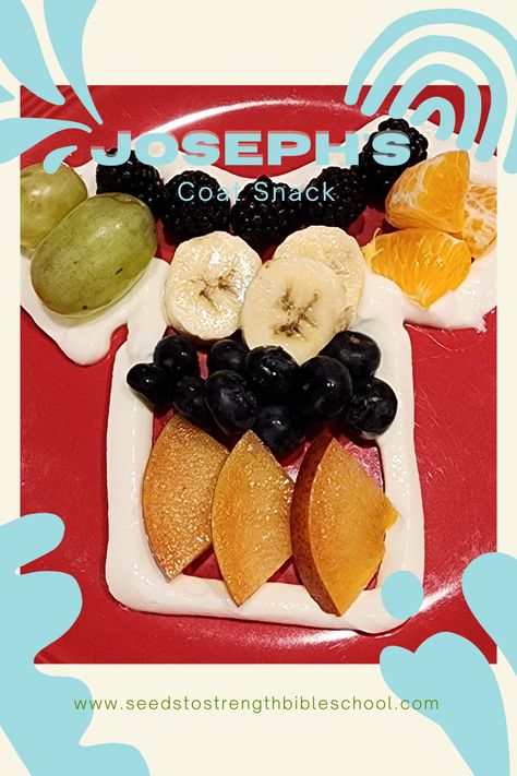 A healthy snack for teaching children about Joseph's coat of many colors! A perfect activity for a kids Bible lesson! Kids Bible Lesson, Strength Bible, Joseph's Coat, Old Testament Bible, Josephs Coat, Days Of Creation, Coat Of Many Colors, Kids Bible, Childrens Bible