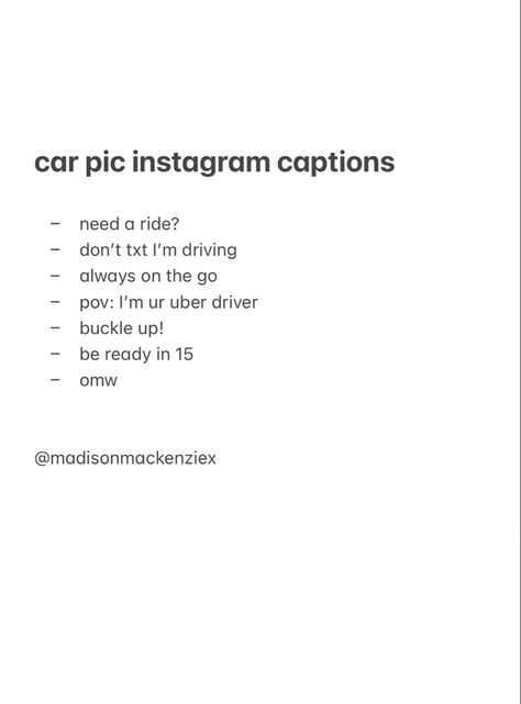 car picture aesthetic, car photoshoot aesthetic, instagram caption ideas, aesthetic caption ideas, instagram inspo, instagram captions for car pictures Car Picture Aesthetic, Caption Ideas Aesthetic, Car Photoshoot Aesthetic, Car Quotes For Instagram, Aesthetic Caption, New Car Quotes, Simple Captions, Comment Ideas, Dope Captions For Instagram