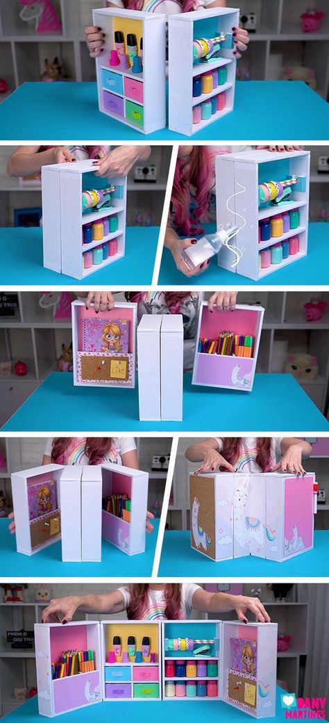 Cardboard Storage, Desk Organization Diy, Recycled Cardboard, Diy Crafts Hacks, Diy Cardboard, Paper Crafts Diy Tutorials, Crafts Hacks, Paper Crafts Diy Kids, Fun Diy Crafts