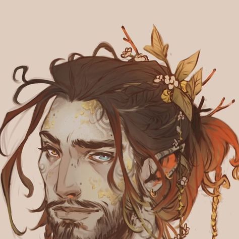 Tamara 🍂 on Instagram: "Off to the woods for a long weekend, so Steph’s Circle of Blossoms druid Dagan feels like a fitting character to share 🍂   #dnddruid #druidcharacter #dndartist #dndartwork #dndcharacterart #dndcharacterdesign" Warlock Dnd, Dnd Druid, Dnd Classes, Elves Fantasy, Dnd Art, Dark Elf, February 22, Game Inspiration, Male Art