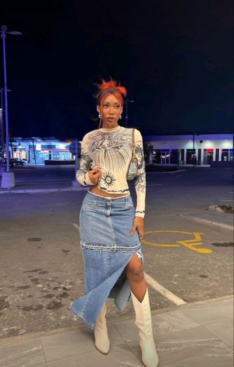 Fashion Outfits Cute, Skirt Outfits Aesthetic, Denim Skirt Outfits, Earthy Outfits, Maxi Skirt Outfits, Streetwear Fashion Women, 2023 Fashion, Skirt Outfit