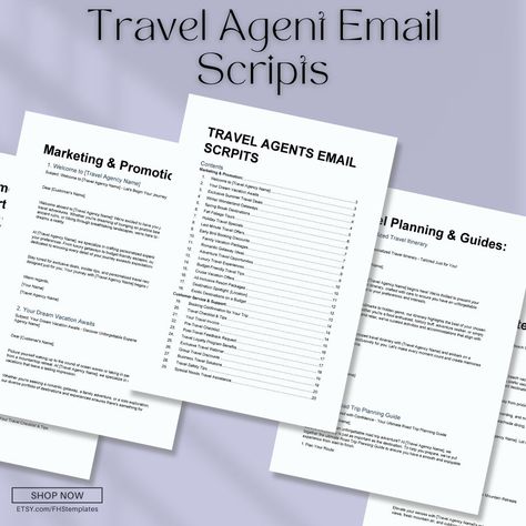 Take your travel agency to the next level with our Travel Agent Email Scripts! 🛫 These 50 professionally crafted templates will save you time and help you connect with clients effortlessly. Perfect for branding and email marketing success. #TravelAgentTools #EmailTemplates #TravelMarketing #AgencyBranding #BusinessSuccess #ClientEngagement #TravelEmails #EmailScripts #MarketingTemplates #TravelBusiness #TravelAgents #EmailAutomation #EmailMarketingTips #ClientRetention #TravelBranding #Busine... Travel Agent Marketing Ideas, Travel Agent Marketing, Travel Marketing, Email Automation, Travel Brand, Travel Business, Business Help, Planning Guide, Email Templates