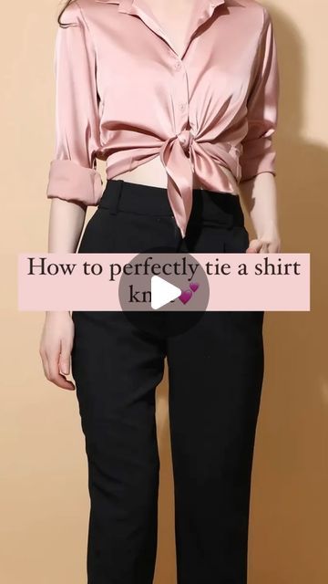 Hacks To Tie A Shirt, How To Tie A Front Tie Shirt, How To Tie A Blouse, How To Tie A Knot In A Shirt, How To Tie A Bow On A Shirt, Shirt Knot Hack, Tie A Shirt Knot, Front Tuck Shirt, Tie Shirt Knot