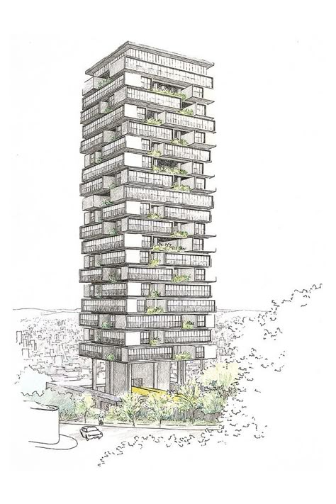 Parking Plan, Building Green, Perspective Drawing Architecture, Architecture Elevation, Architecture Sketchbook, Architecture Design Sketch, Skyscraper Architecture, Architecture Design Drawing, Architecture Building Design