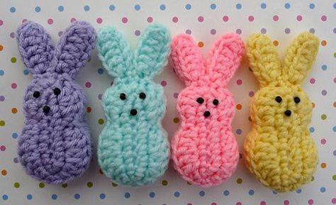 My eye has been drawn to crochet bunny patterns over and over lately- probably because it is starting to show signs of spring! With Easter coming up, I had to pick out a few bunny patterns and share some of my very favorites! And don’t you just love all the colors?? I’m definitely over winter...Read More » Marshmallow Bunnies, Easter Marshmallow, Marshmallow Bunny, Crochet Bunny Pattern, Easter Crochet Patterns, Bunny Crochet, Easter Peeps, Holiday Crochet, Haken Baby