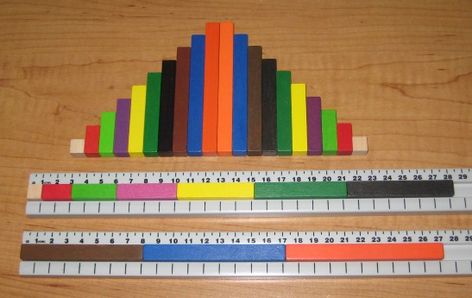 Stair cases and Cuisenaire rod tracks Cuisenaire Rods Activities, Cuisenaire Rods, Science Experience, Teaching Numbers, Montessori Math, Math Manipulatives, Math Fractions, Homeschool Math, Math Stations