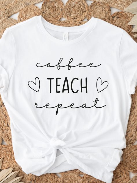 Teacher Coffee Quotes, Teacher Box, Coffee Teach Repeat, Coffee Mug Svg, Teacher Coffee Mug, Tshirt Svg, Mug Svg, Taylor Swift Shirts, Teachers Diy