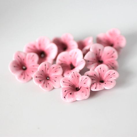 Tree Vase, Creative Development, Beads Polymer Clay, Clay Canes, Polymer Beads, Light Pink Flowers, Pink Cherry, Fimo Clay, Polymer Clay Flowers