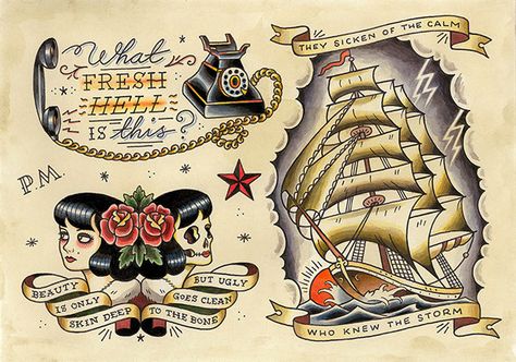 Showcase and discover creative work on the world's leading online platform for creative industries. Sailor Tattoos, Maori Tattoos, Pirate Tattoo, Sailor Jerry Tattoos, Tattoo Old School, Traditional Tattoo Sleeve, Nautical Tattoo, Tattoo Traditional, Old School Tattoo Designs