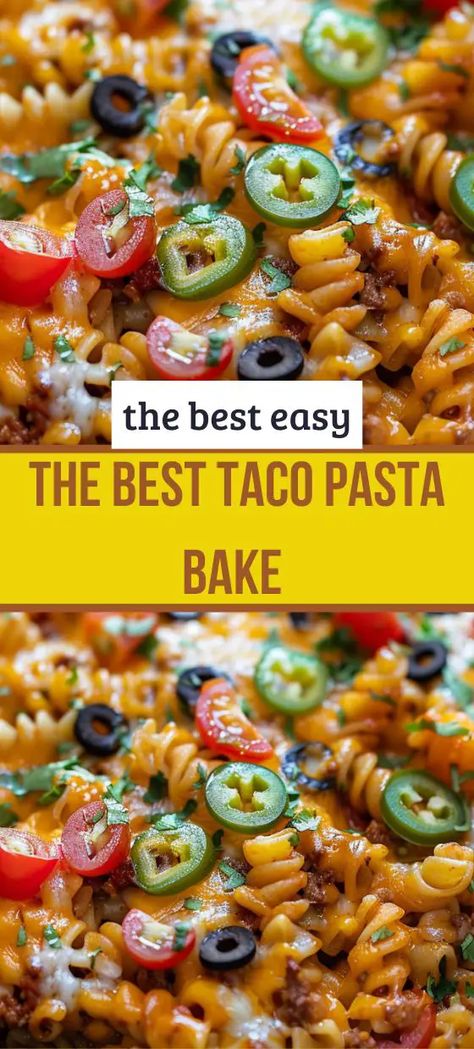 The BEST Taco Pasta Bake Taco Pasta Bake, Beef Pasta Recipes, Easy Dinner Casseroles, Lunch Appetizers, Taco Pasta, Beef Pasta, Pasta Casserole, Baked Casserole, Appetizer Salads