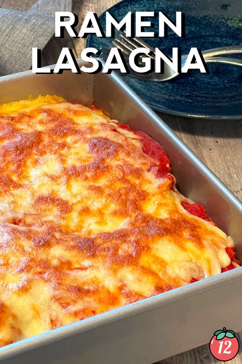 Ramen Lasagna Recipe Easy, Ramen Noodle Lasagna Recipes, Ramen Noodle Casserole Recipes, Ramen Lasagna Recipe, Lasagna Casserole Recipes, Ramen Noodle Lasagna, Ramen Lasagna, Spaghetti Bake, Noodle Casserole Recipes