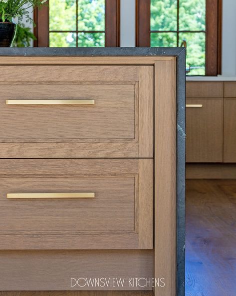 Custom Made Kitchen Cabinets, Light Walnut Cabinets Kitchen, Modern Kitchen Hardware Drawer Pulls, Cabinet Door Profiles, White Oak Cabinets Bathroom, Kitchen Ideas Light Wood Cabinets, Light Walnut Kitchen Cabinets, Cabinet Door Styles Modern, White Oak Kitchen Cabinets Modern