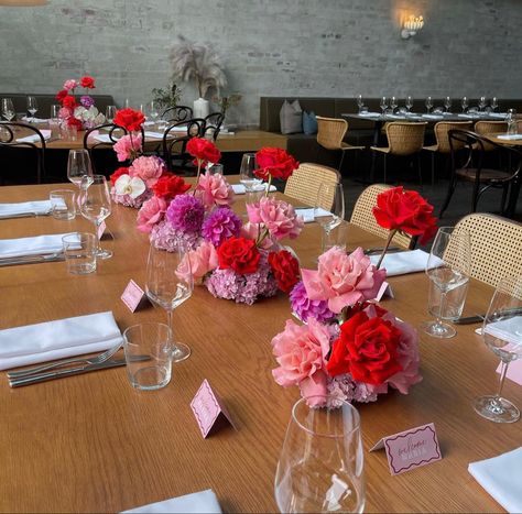 Red And Pink 30th Birthday, Red And Pink Flower Arrangements, Event Centerpiece, Wedding Floral Centerpieces, Pink Table, Vegas Wedding, Table Flowers, Wedding Mood Board, Floral Centerpieces