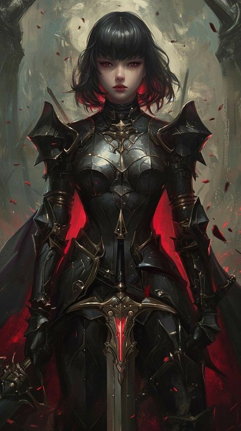 Female Armor, 8bit Art, Gothic Fantasy Art, Female Character Concept, Female Knight, Knight Art, Comic Art Girls, Futuristic Art, Dark Art Illustrations