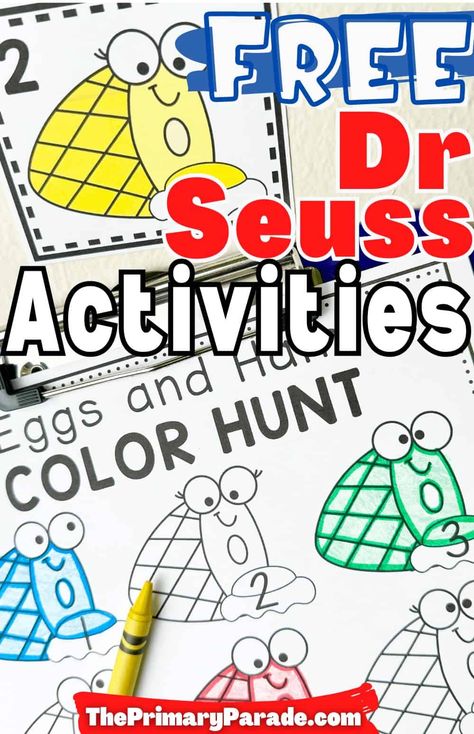 Green Eggs And Ham Activities Preschool, Color Hunt, Dr Seuss Activities, Dr Seuss Day, St Patrick Day Activities, Preschool Class, Author Studies, Daycare Activities, Green Eggs And Ham