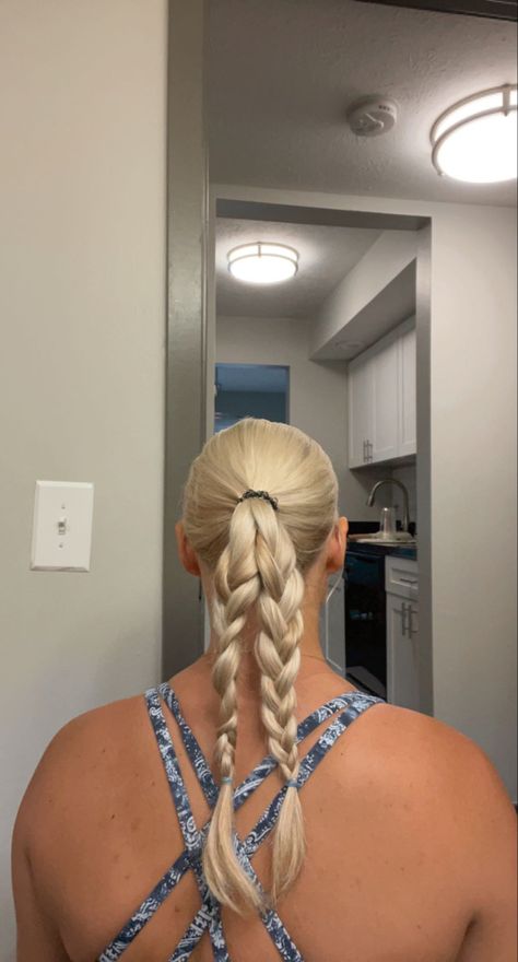 Two Braids In Ponytail, Ponytail Into Two Braids, Slick Back Double Braided Ponytail, Ponytail 2 Braids, Ponytail With 2 Braids, Two Low Braided Ponytails, Two Braid Ponytail, Double Braided Ponytail, Clip Hacks