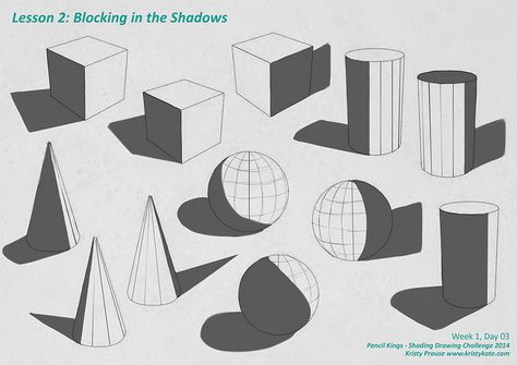 3d Shapes With Shadow, Simple Shadow Drawing, Painting With Shadows, Shapes With Shadows, Shapes And Shadows, Block In Drawing, Drawing Light And Shadow, Simple Shapes Drawing, Simple Shapes Design