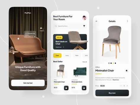 Furniture Mobile App Design, Furniture App Design, Apps Ideas, Mobile Website Design, Furniture Website, Ui Design Website, Mobile Ui Design, Mobile App Ui, App Ui Design