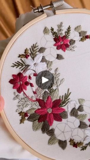 7.3K views · 2.9K reactions | Just a little candy cane stitching on my Pretty Poinsettia Pattern ♥️ This pattern was actually a best seller from last year and for good reason, it’s the perfect mix of festive red and green tones and full of woven roses, mistletoe berries and of course mini candy canes 🌹 You can find the Pretty Poinsettia Pattern available in my shop under the Holiday 22 tab ✨ | Aly Ploof | Scott Dugdale · Deck The Halls Mini Candy Canes, Green Tones, Deck The Halls, Embroidery Flowers, Poinsettia, Candy Cane, Candy, Embroidery, Pattern