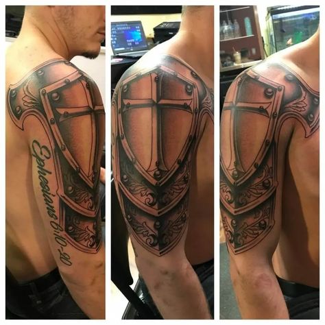 101 Best Armor Of God Tattoo Ideas You'll Have To See To Believe! - Outsons God's Armor Tattoo, Full Armor Of God Woman Tattoo, Biblical Warrior Tattoo, Ephesians 6:10 Armor Of God Tattoo, Crusader Tattoo Sleeve, Shield Of Faith Tattoo, Armor Of God Tattoos For Guys, Gods Warrior Tattoo, Armor Of God Tattoo For Men