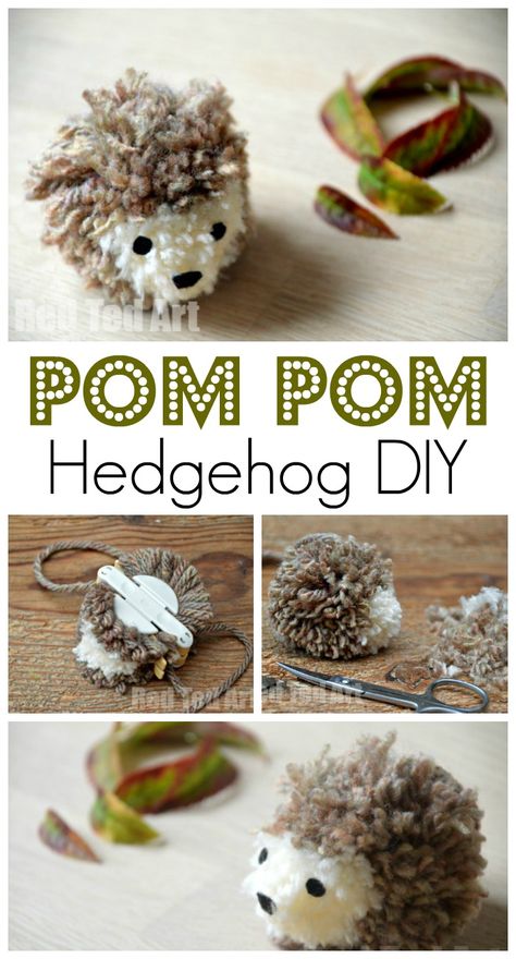 Cute Pom Pom Animals, Easy Diy For Christmas, Pompom Hedgehog Diy, Pompom Animals Tutorials, Beautiful Diy Crafts, Pop Pom Crafts, Diy Pom Pom Animals, Pom Pom Patterns, Easy Christmas Crafts To Make