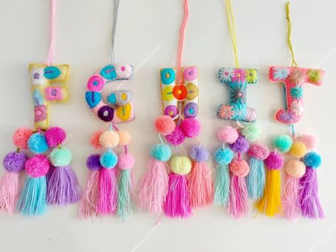 Pastel Christmas Letters With Tassels / Embroidered Letter - Etsy New Zealand Christmas Stocking Decor, Mexican Christmas Decorations, Stocking Decor, Christmas Letters, Letter Ornaments, Mexican Christmas, Pastel Christmas, Art Decor Diy, Nativity Crafts