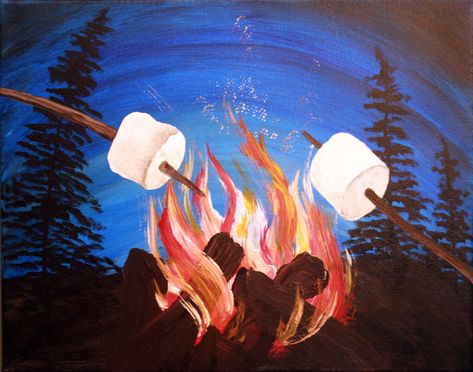 Smores Please! – The Blank Canvas Splattered Roasting Marshmallows, Autumn Activities, Paint Party, Blank Canvas, Marshmallows, Art Studios, Campfire, Lampshades, Paintings