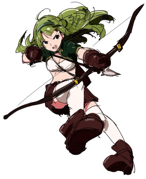 Archer Action Poses, Bow Character Poses, Archer Poses Drawing Female, Anime Archer Female, Anime Bow Pose, Bow User Pose Reference, Person Holding Bow And Arrow Reference, Archery Reference Pose, Archer Design Character