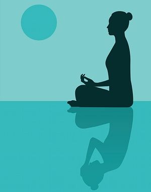 Illustration of woman meditating with a shadow of the same woman holding her own head Meditation Drawing Illustrations, Iu Logo, Meditating Silhouette, Meditation Silhouette, Woman Meditating Illustration, Fashion Podcast, Woman Meditating, Yoga Drawing, Meditation Poses